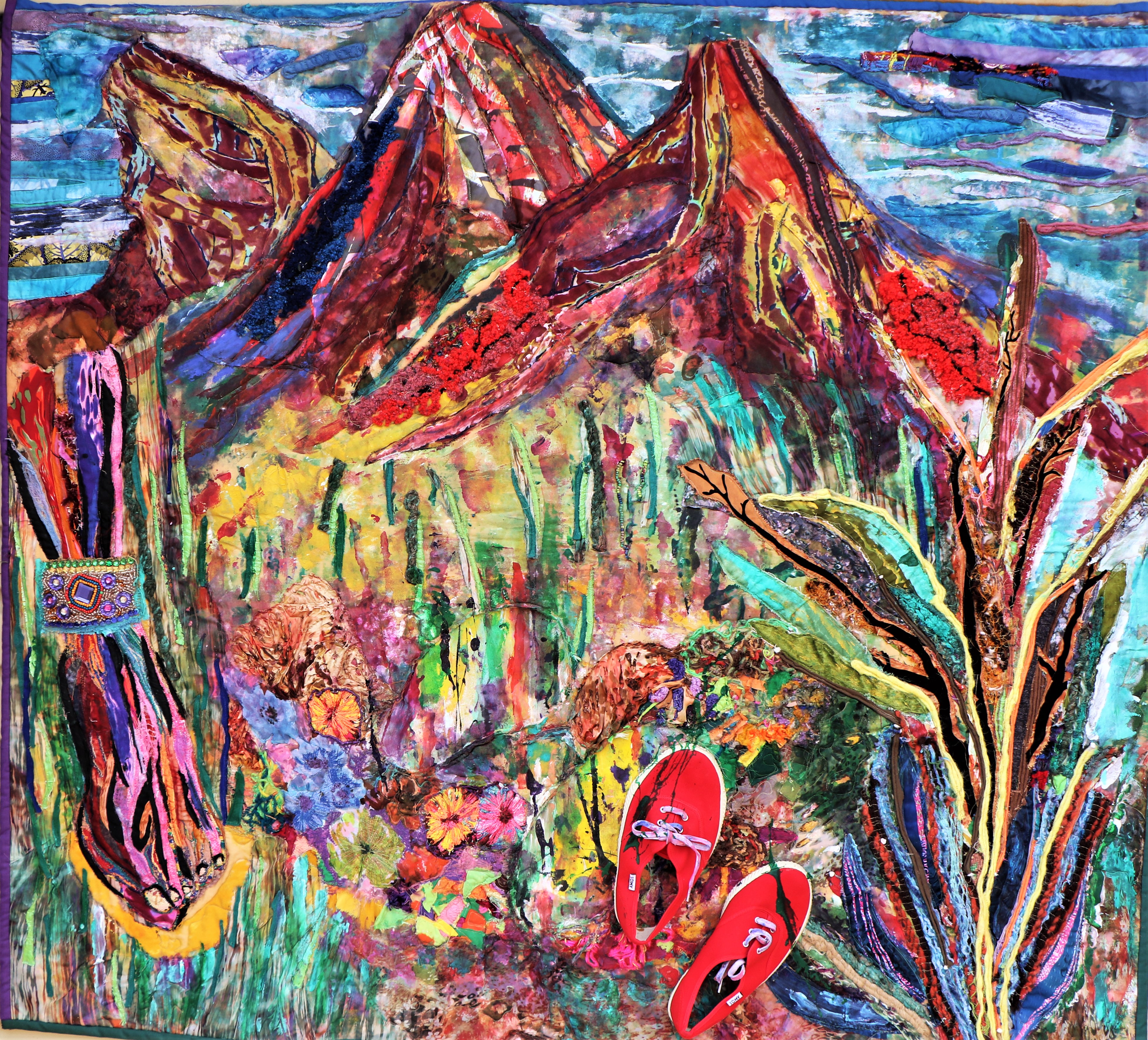 Step Into the Unknown — art quilt by Enid Viljoen, fibre artist